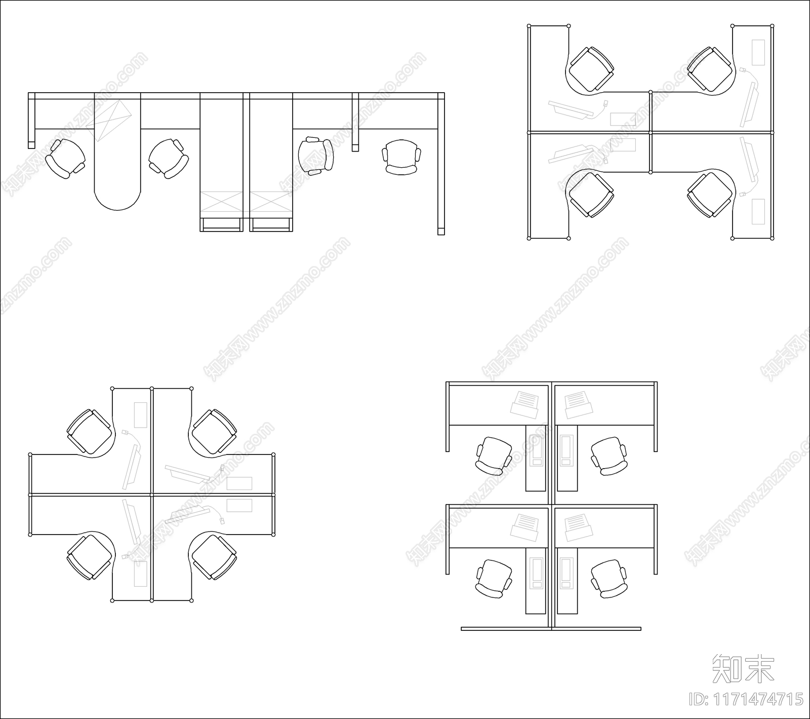 现代桌椅cad施工图下载【ID:1171474715】