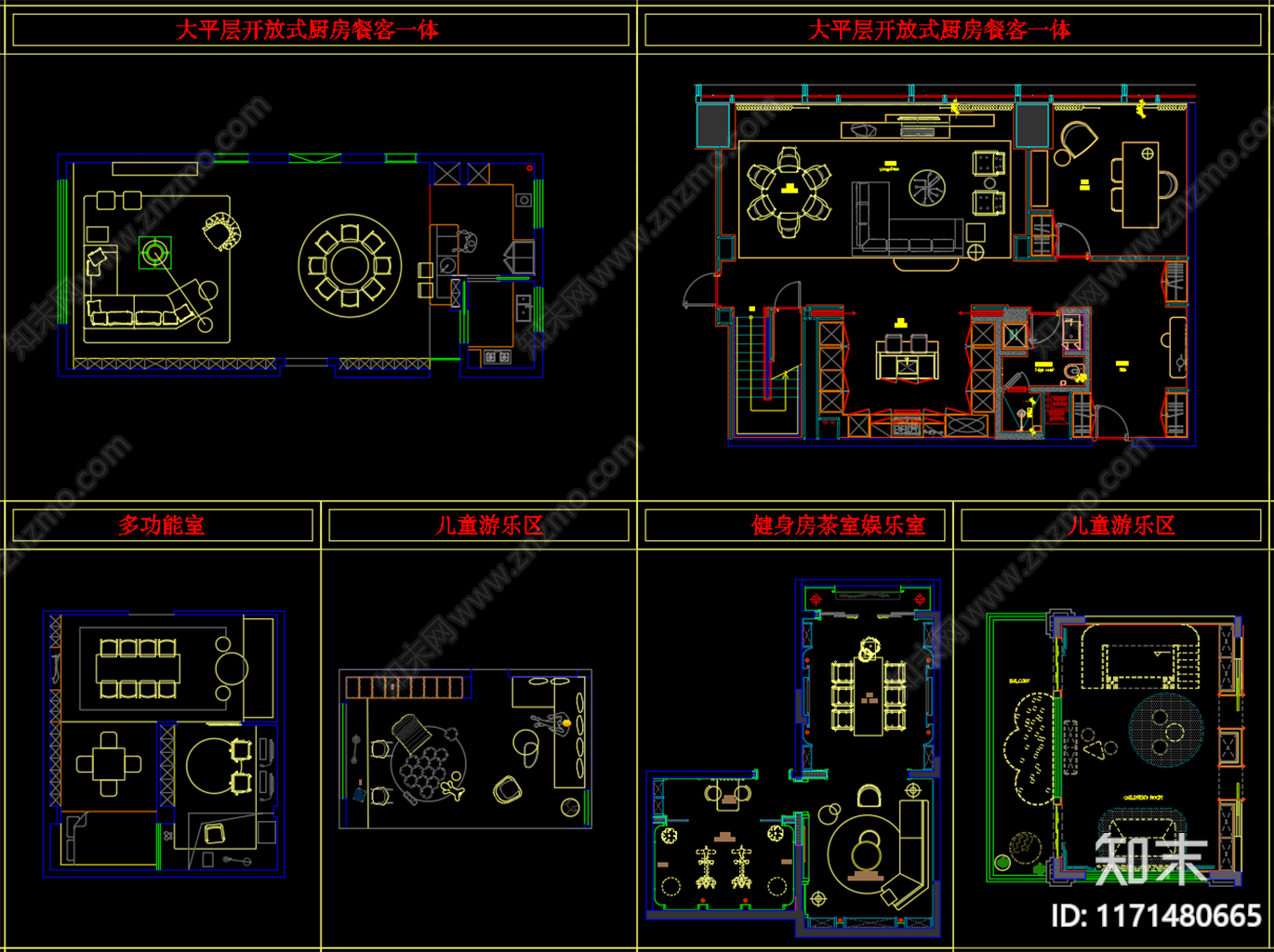 整体家装空间施工图下载【ID:1171480665】