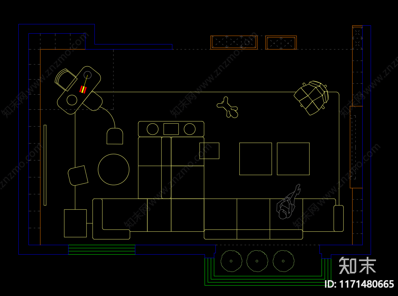 整体家装空间施工图下载【ID:1171480665】