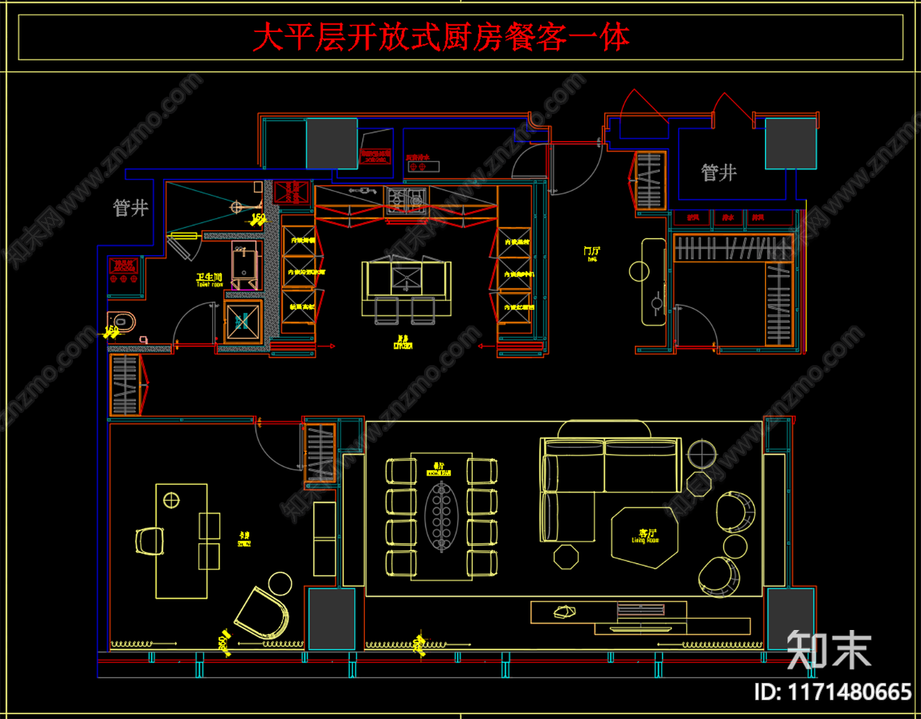 整体家装空间施工图下载【ID:1171480665】