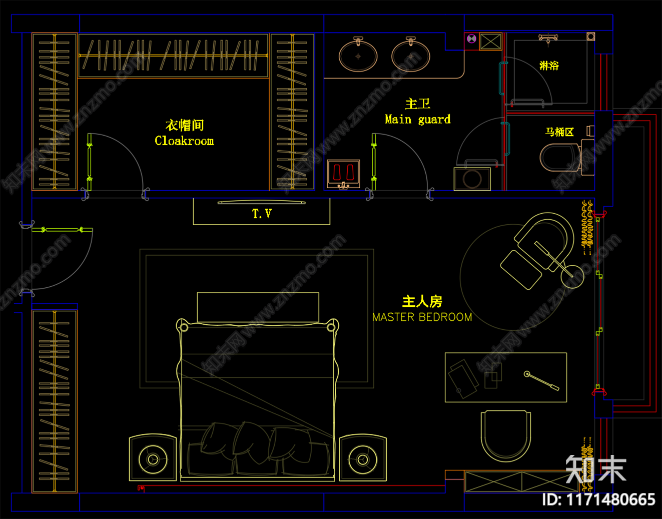 整体家装空间施工图下载【ID:1171480665】