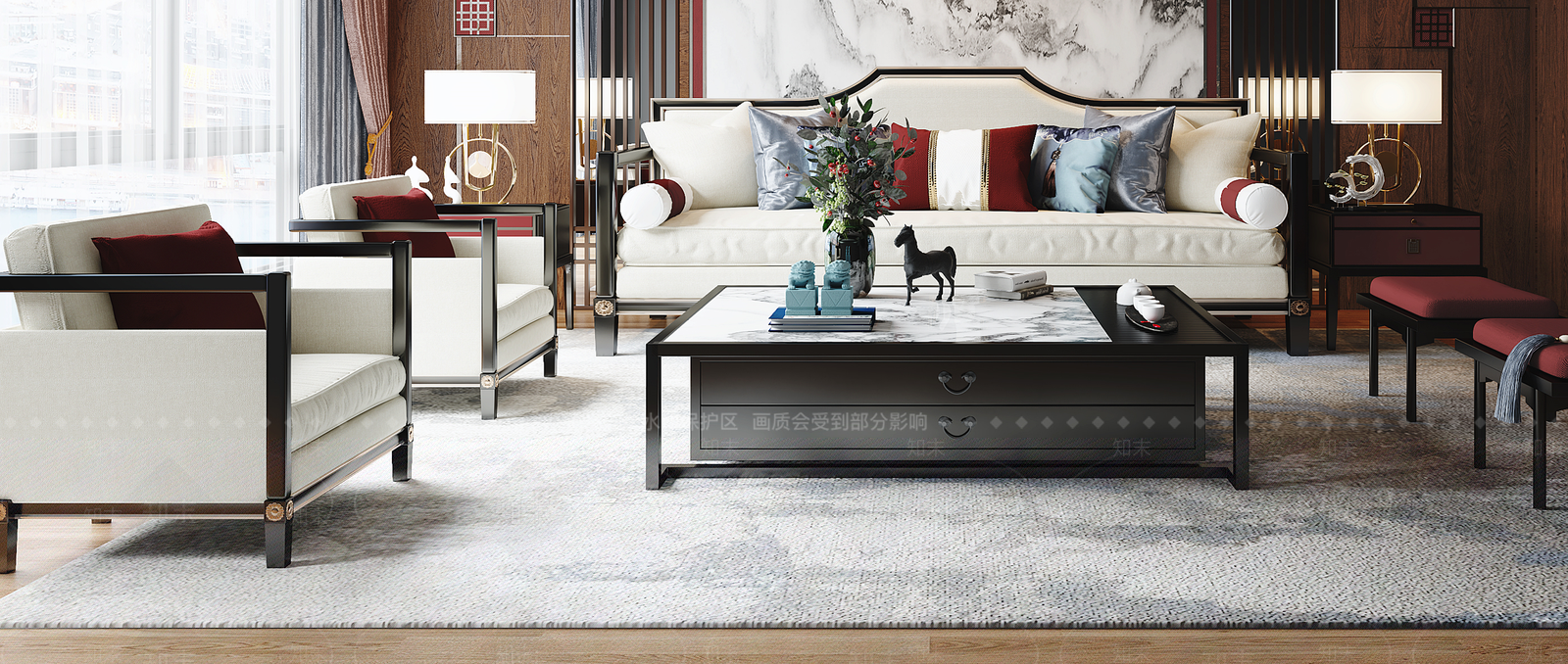 新中式沙发组合3D模型下载【ID:1171486445】