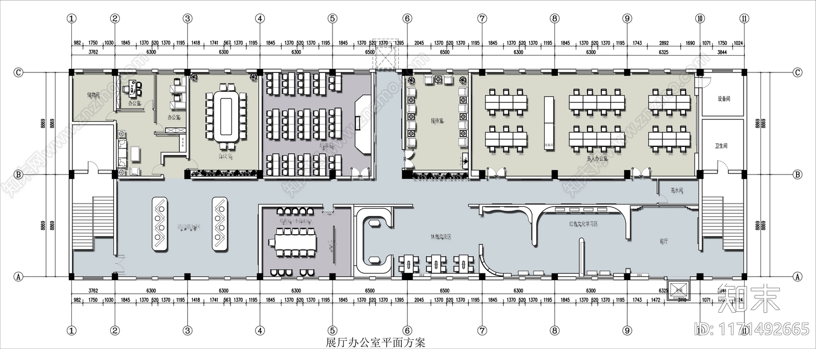 现代整体办公空间cad施工图下载【ID:1171492665】