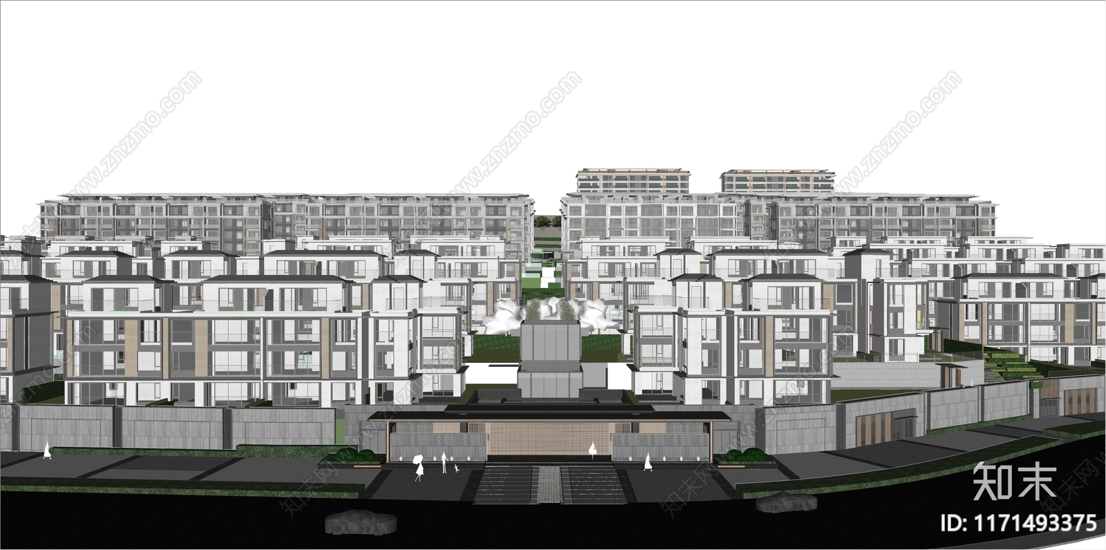 新中式多层住宅SU模型下载【ID:1171493375】