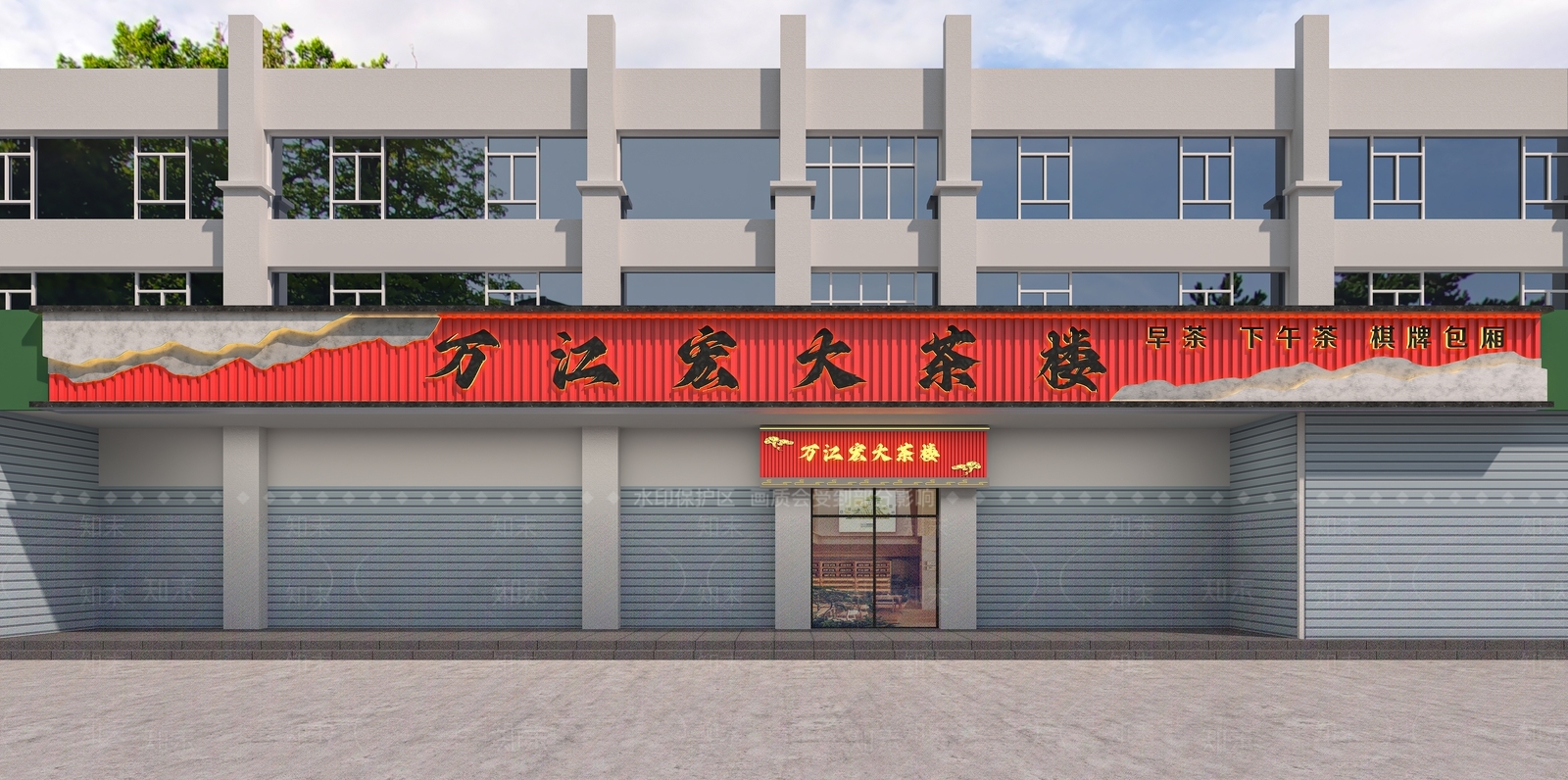新中式现代商场外观3D模型下载【ID:1171493415】