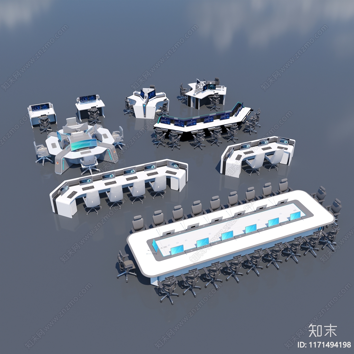 现代办公桌3D模型下载【ID:1171494198】