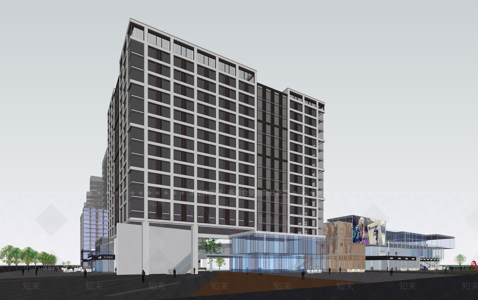 现代商场建筑SU模型下载【ID:1171494889】
