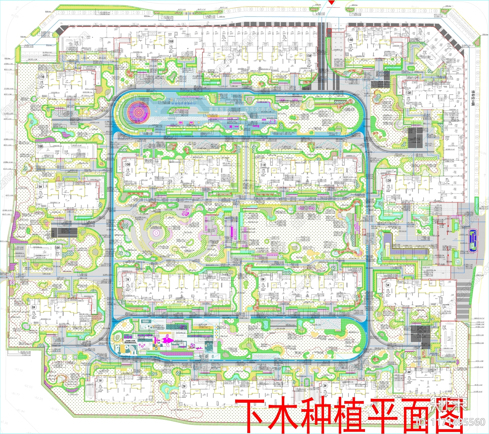现代小区景观施工图下载【ID:1171495560】