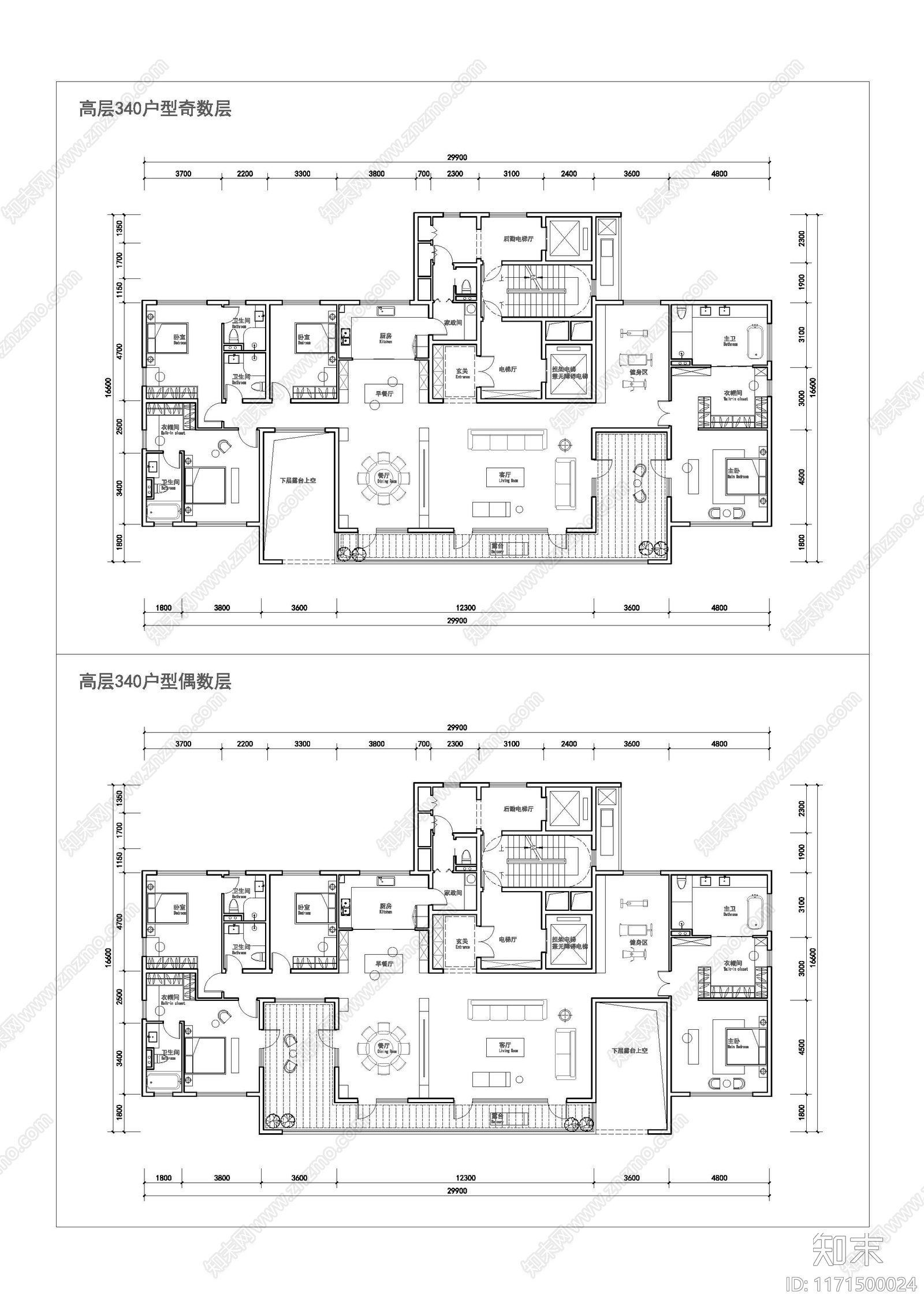 现代住宅楼建筑cad施工图下载【ID:1171500024】