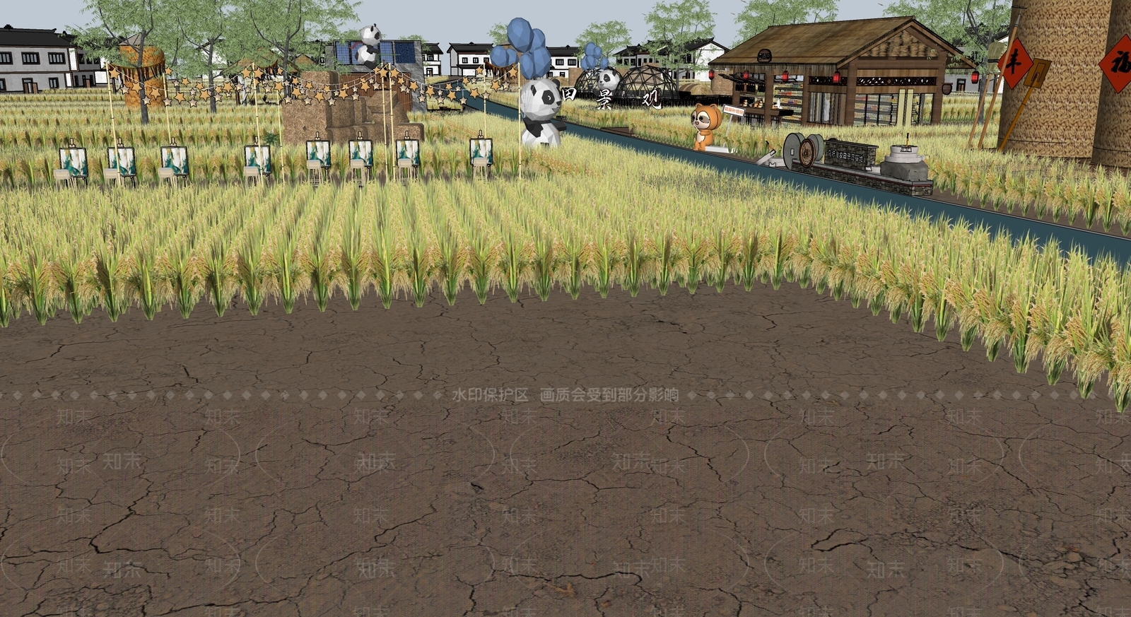 新中式现代农场SU模型下载【ID:1171507240】