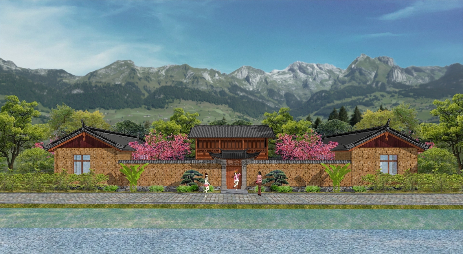现代新中式乡村民房SU模型下载【ID:1171522249】
