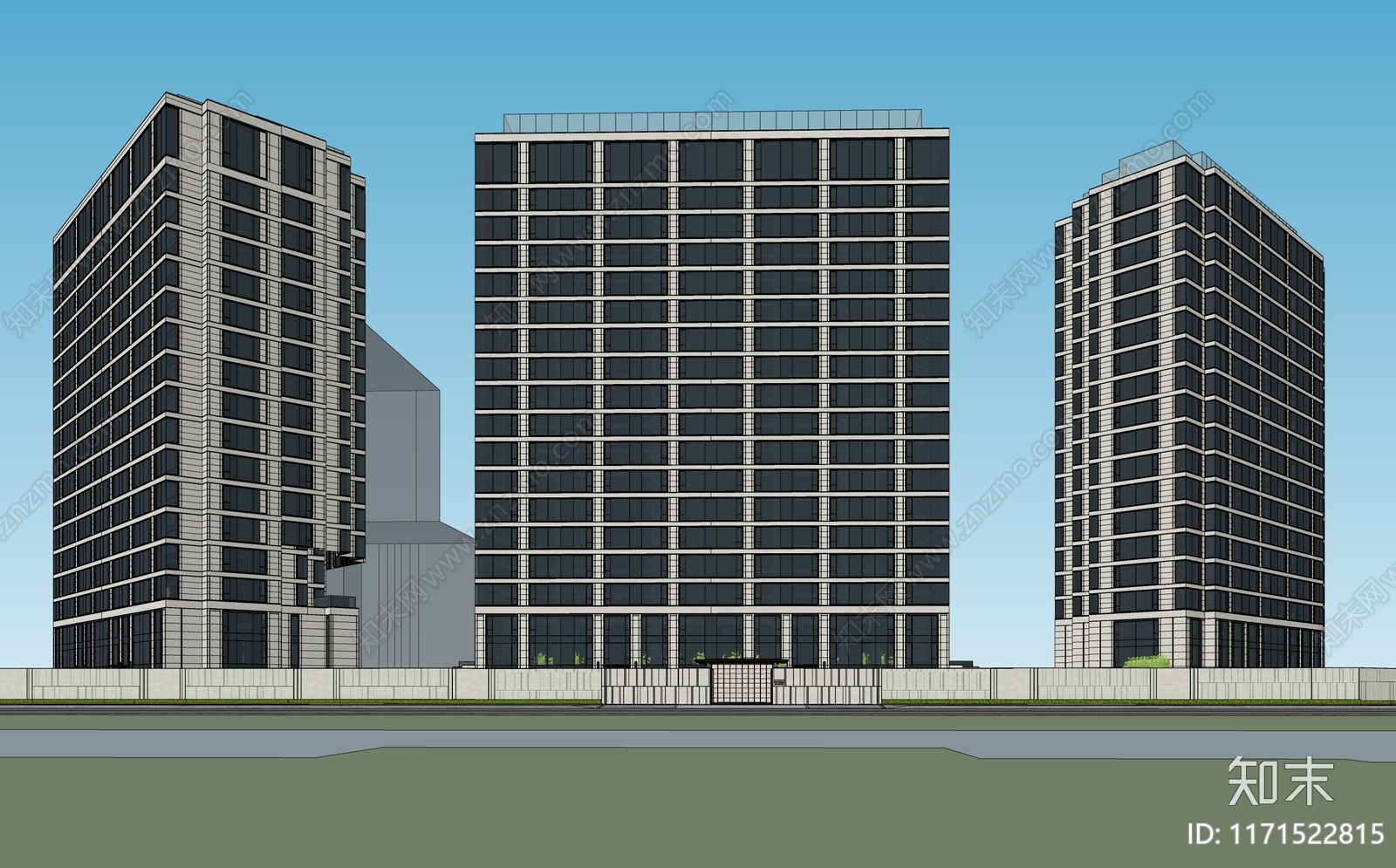 现代高层住宅SU模型下载【ID:1171522815】