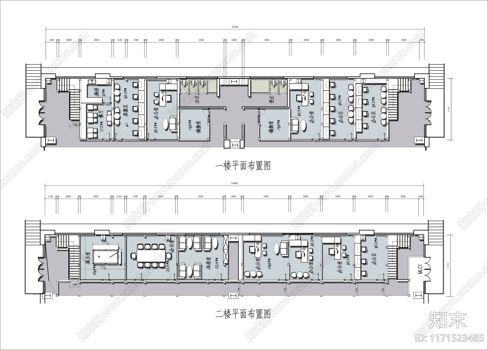 现代办公室cad施工图下载【ID:1171523485】