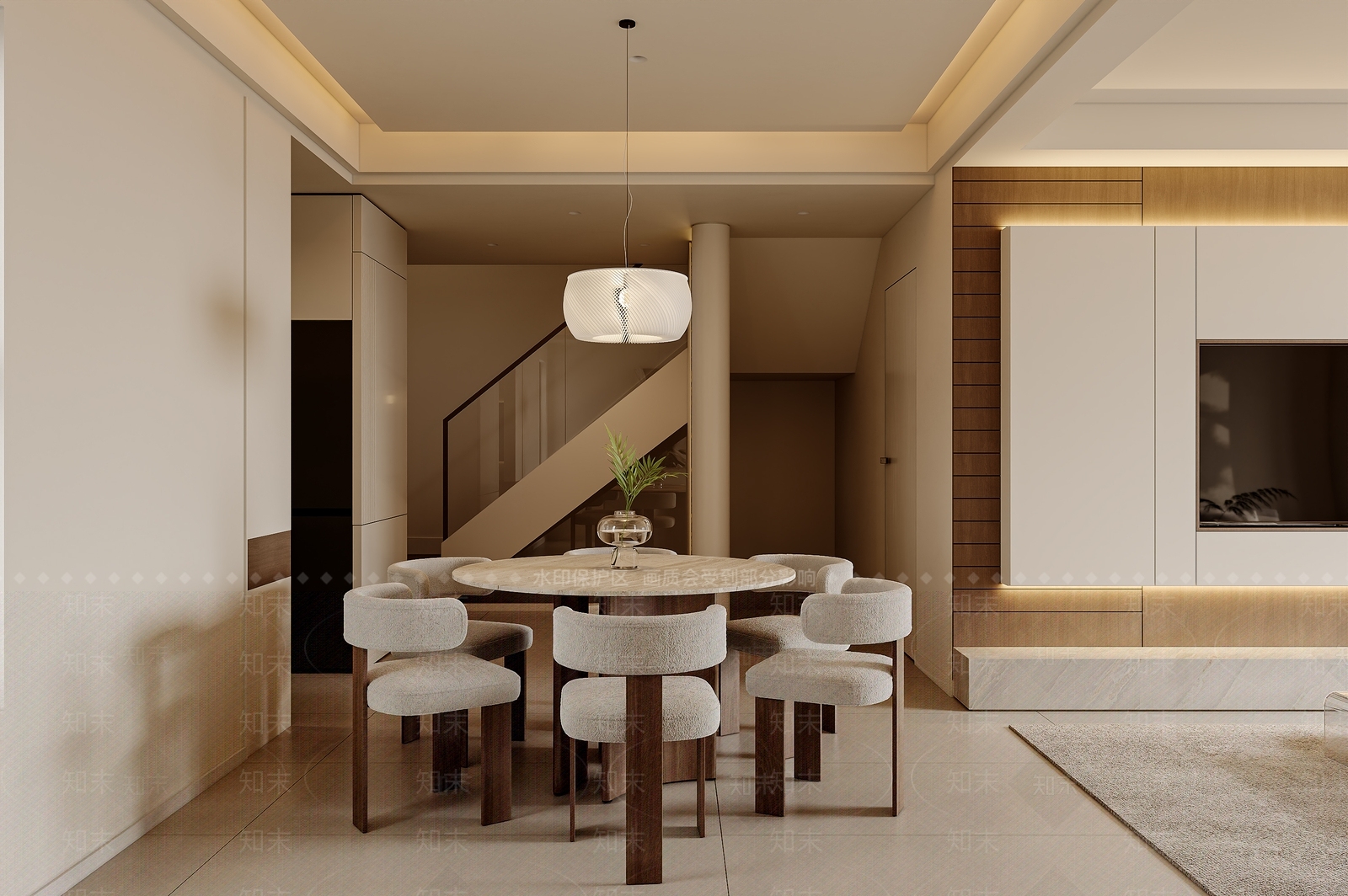 奶油家居餐厅3D模型下载【ID:1214750433】