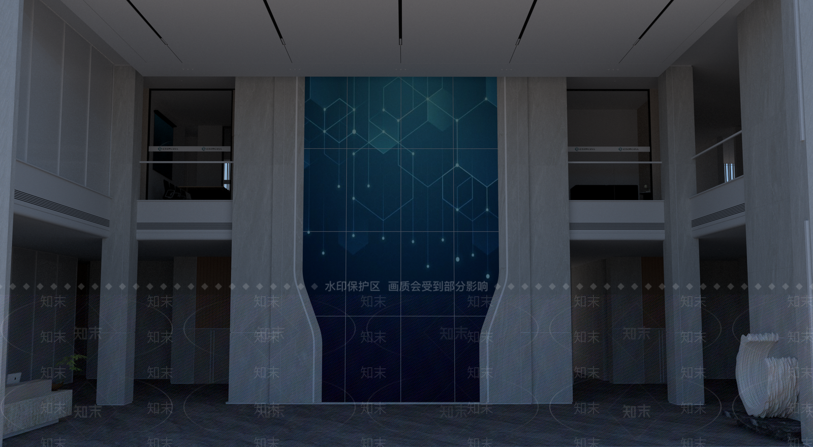 现代极简办公大堂SU模型下载【ID:1171634588】