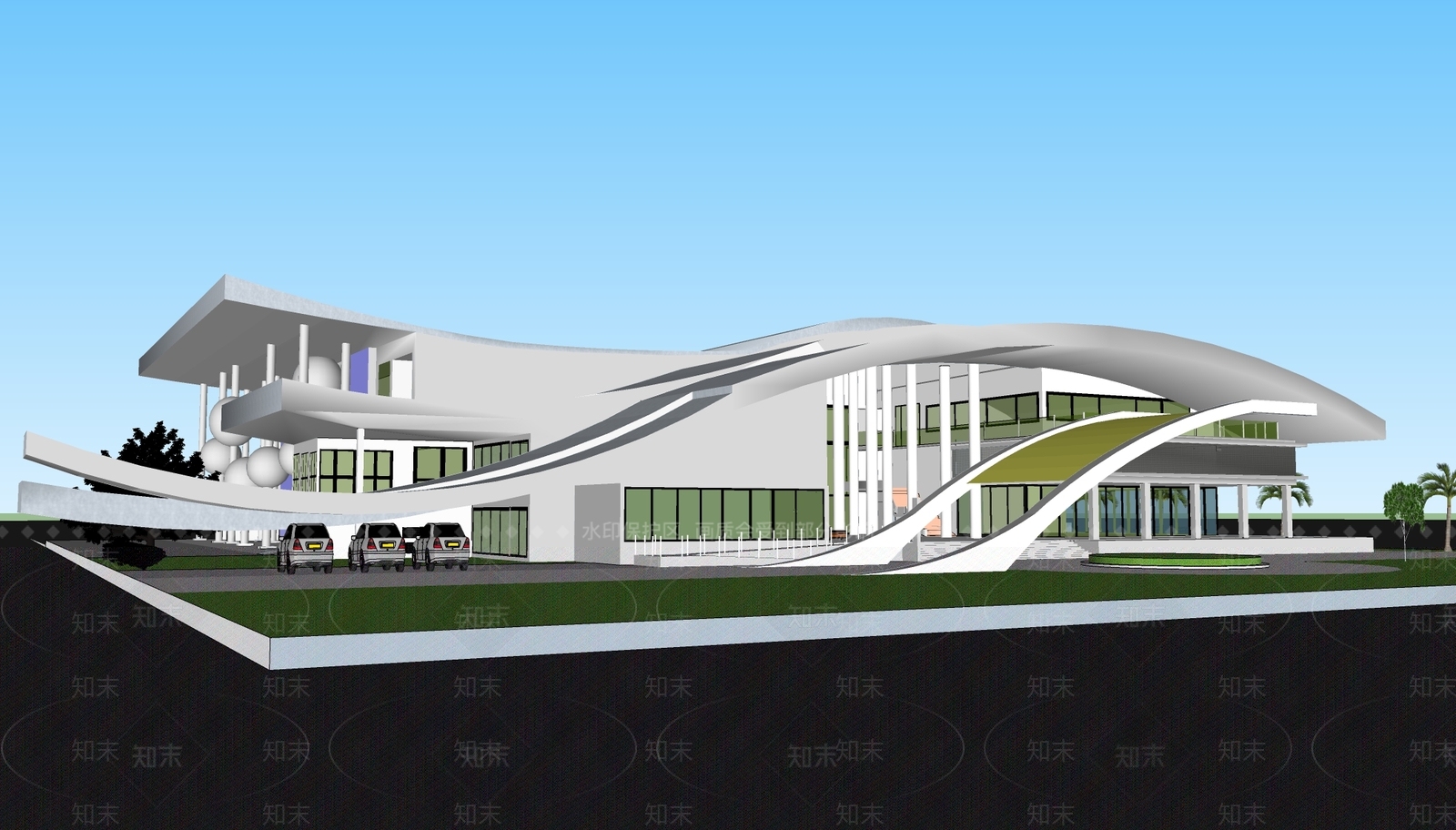 现代体育建筑SU模型下载【ID:1171533089】