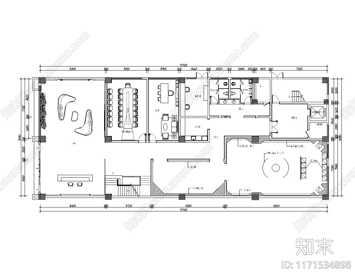 现代办公室cad施工图下载【ID:1171534898】