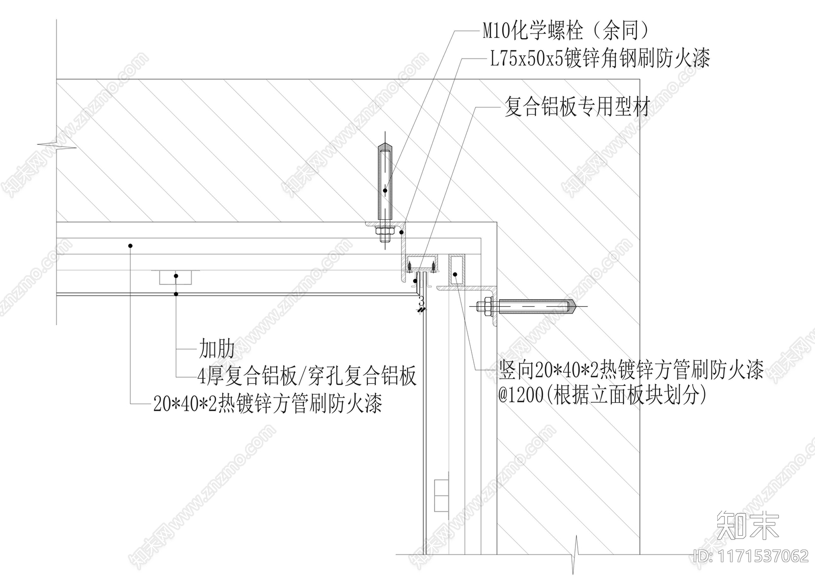 现代墙面节点cad施工图下载【ID:1171537062】