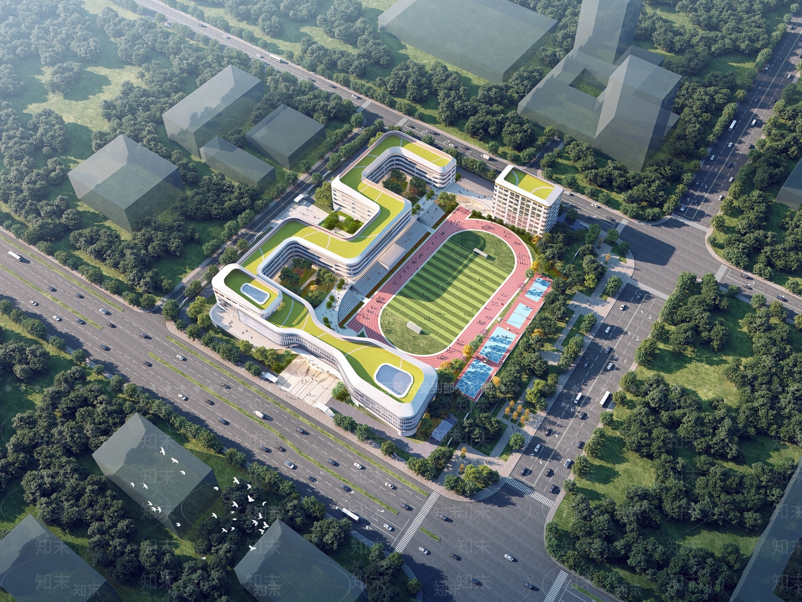 现代学校建筑SU模型下载【ID:1171541212】
