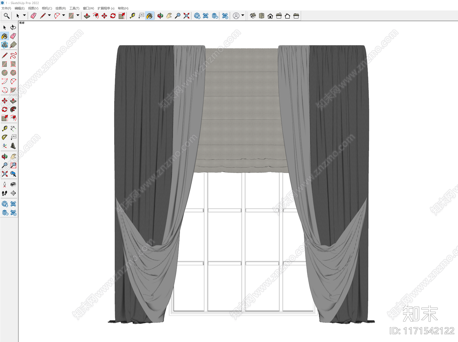 现代窗帘SU模型下载【ID:1171542122】