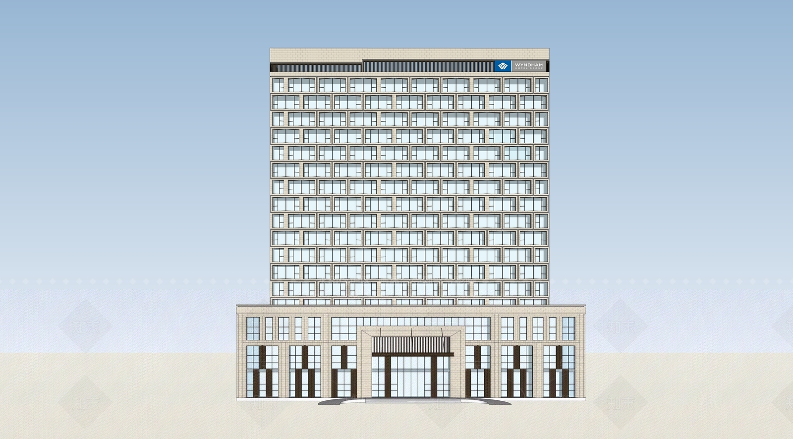 现代轻奢酒店建筑SU模型下载【ID:1171542916】