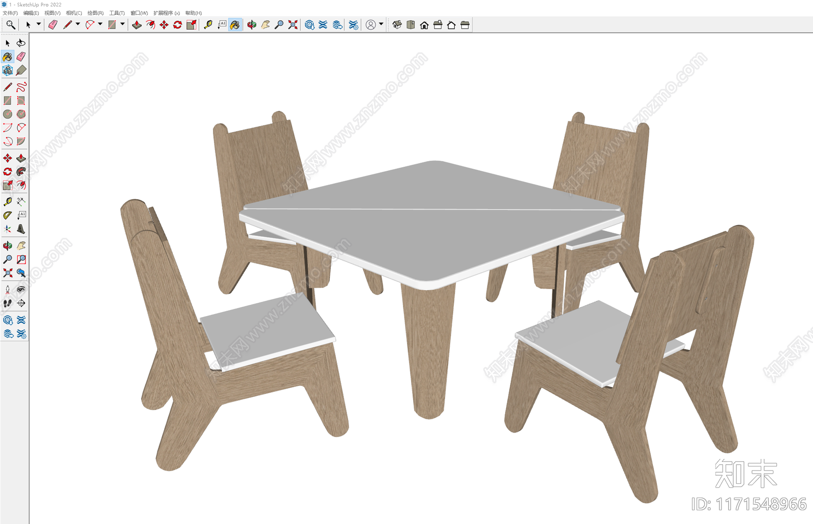 现代奶油儿童桌椅SU模型下载【ID:1171548966】