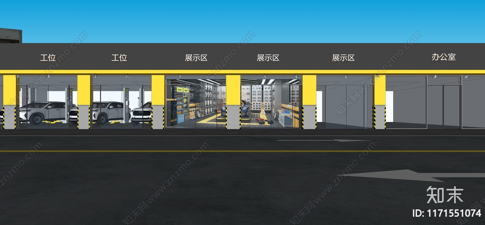 现代汽车4S店SU模型下载【ID:1171551074】