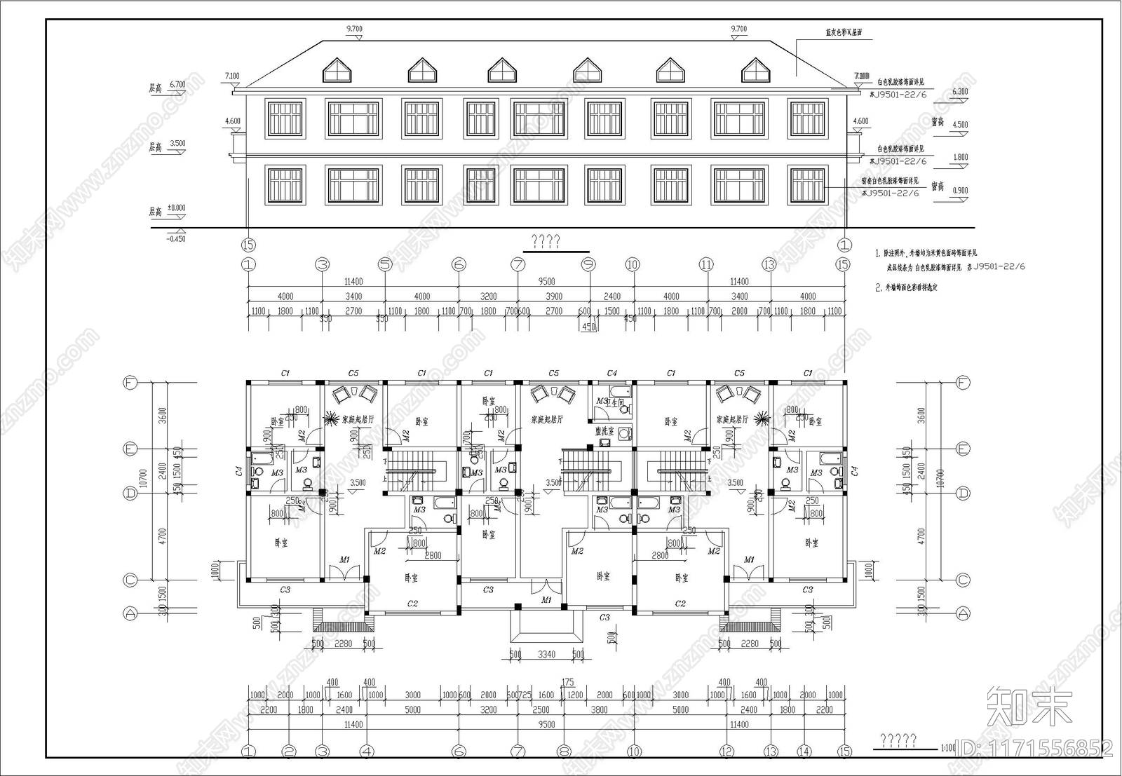 现代别墅建筑cad施工图下载【ID:1171556852】