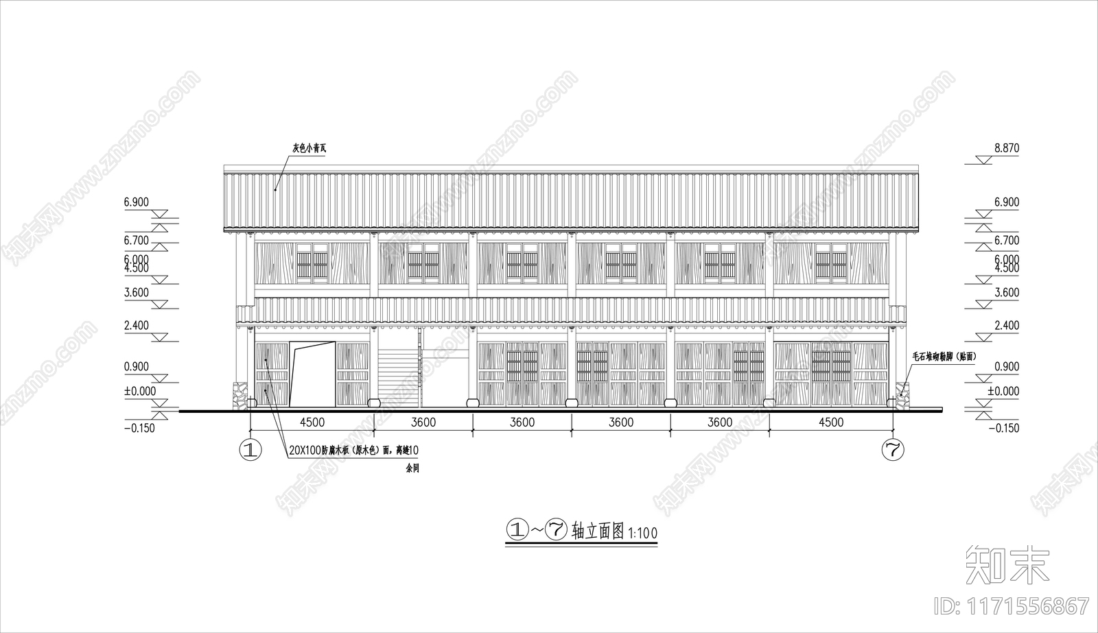 中式民宿施工图下载【ID:1171556867】