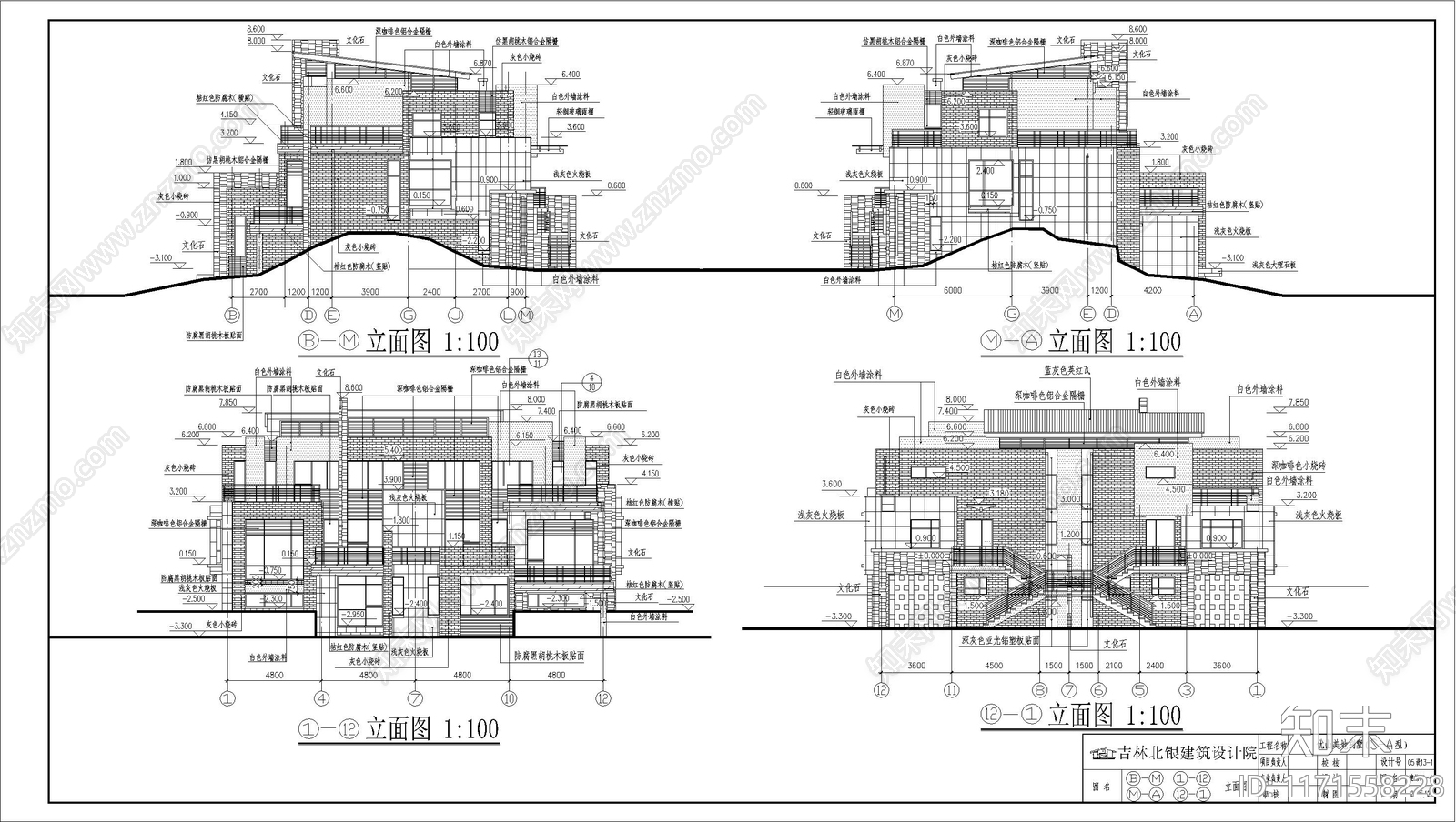 现代别墅建筑cad施工图下载【ID:1171558228】