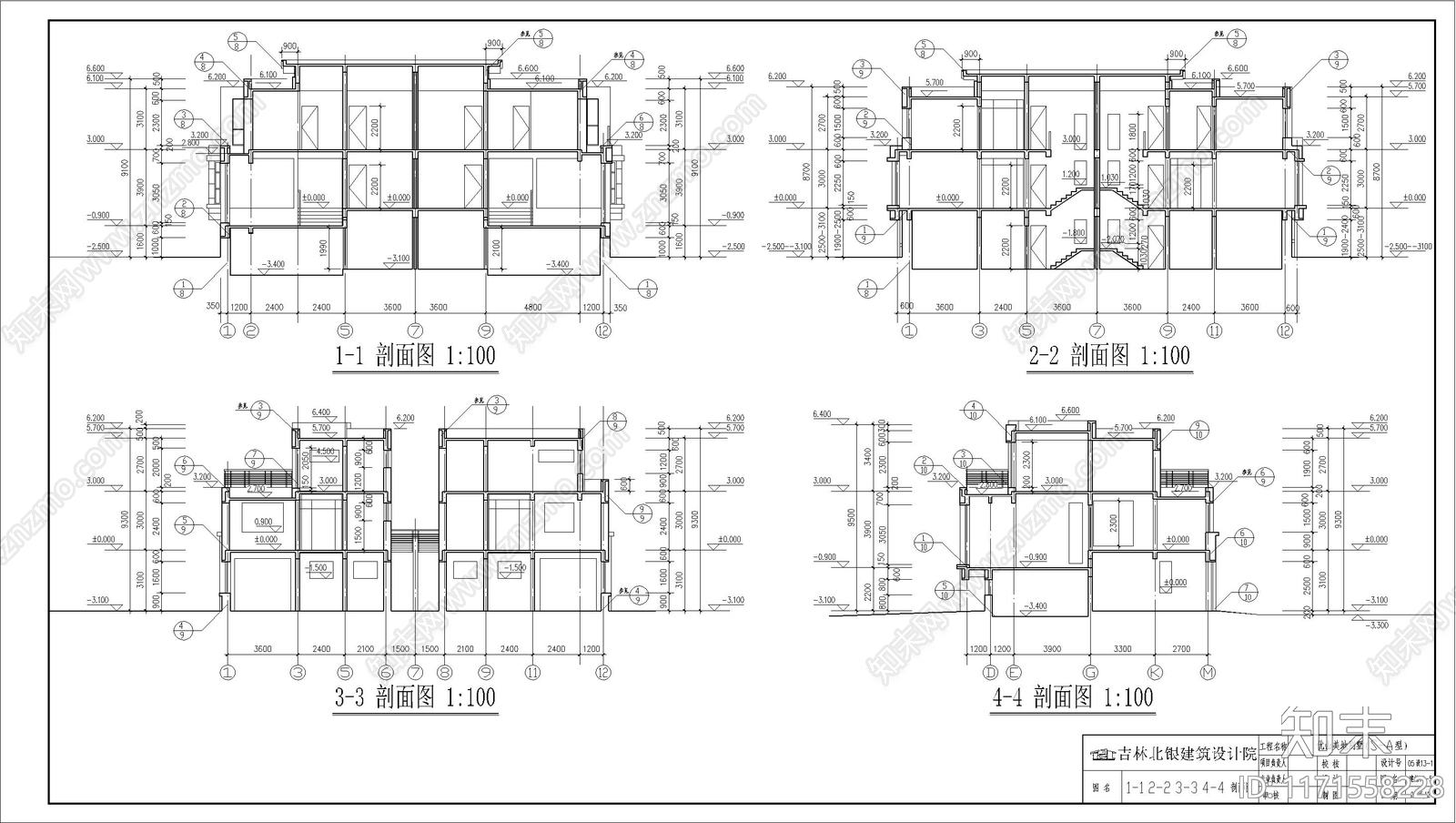 现代别墅建筑cad施工图下载【ID:1171558228】