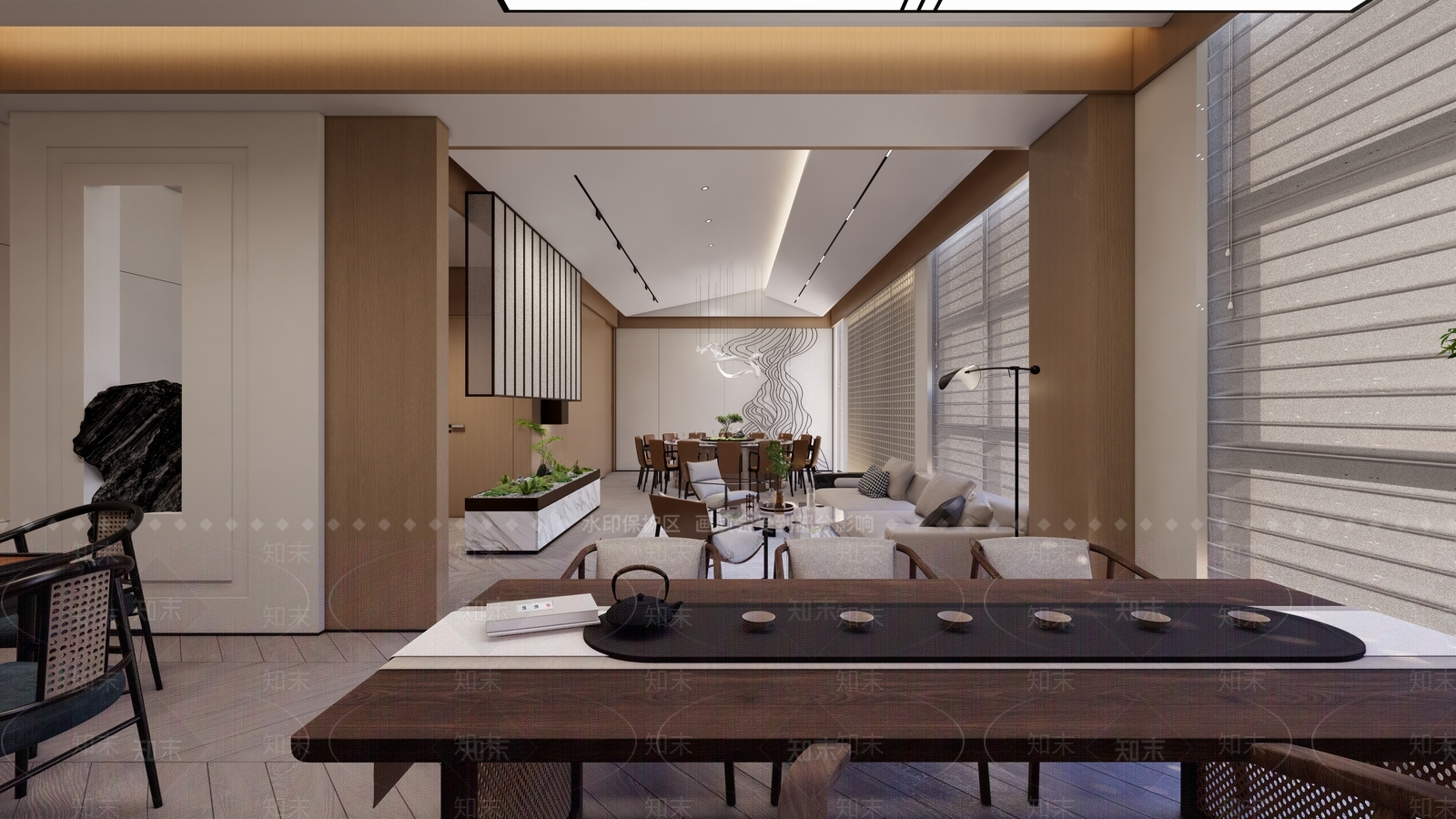 新中式现代包厢SU模型下载【ID:1171561605】