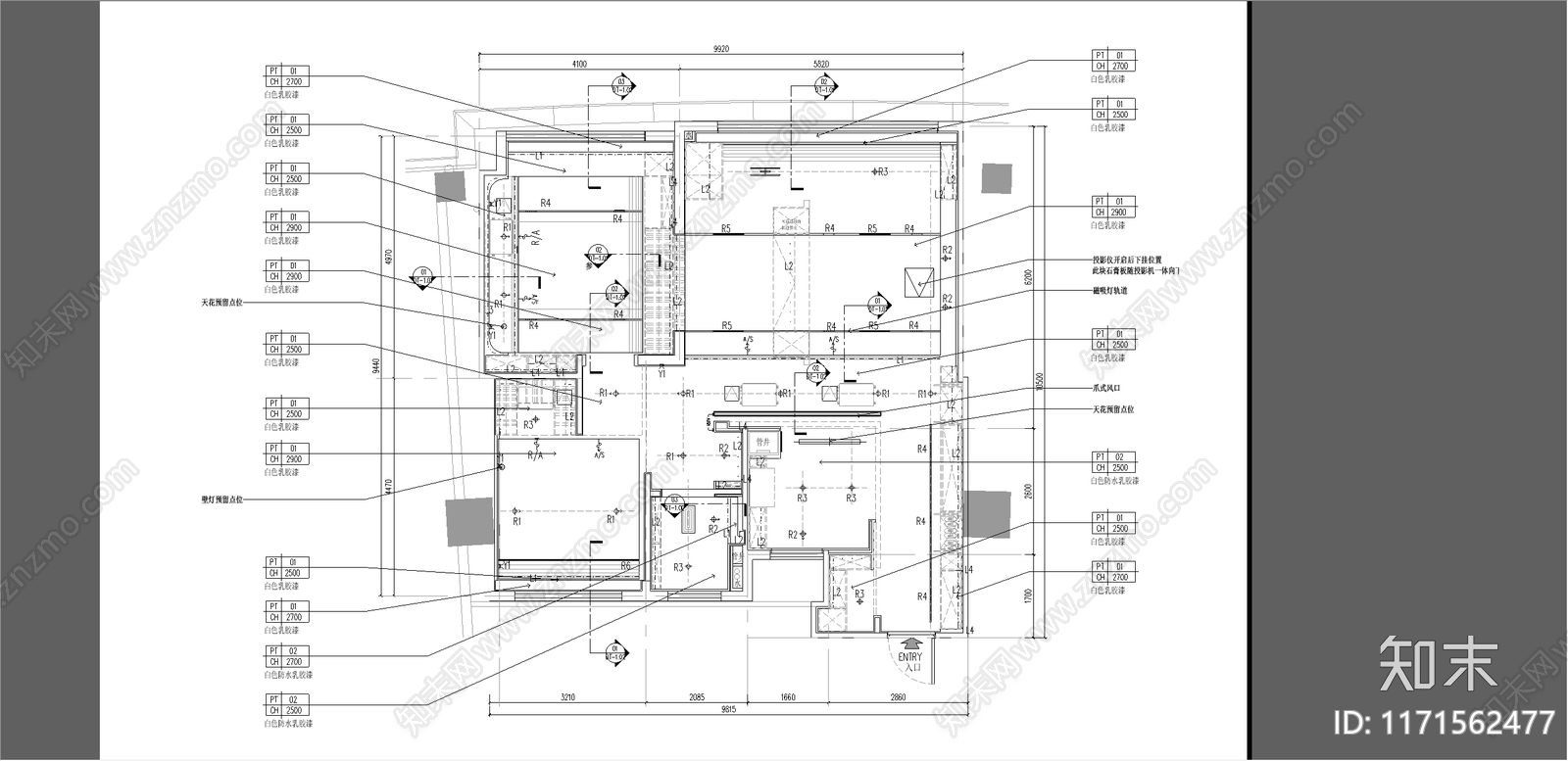 现代轻奢整体家装空间施工图下载【ID:1171562477】