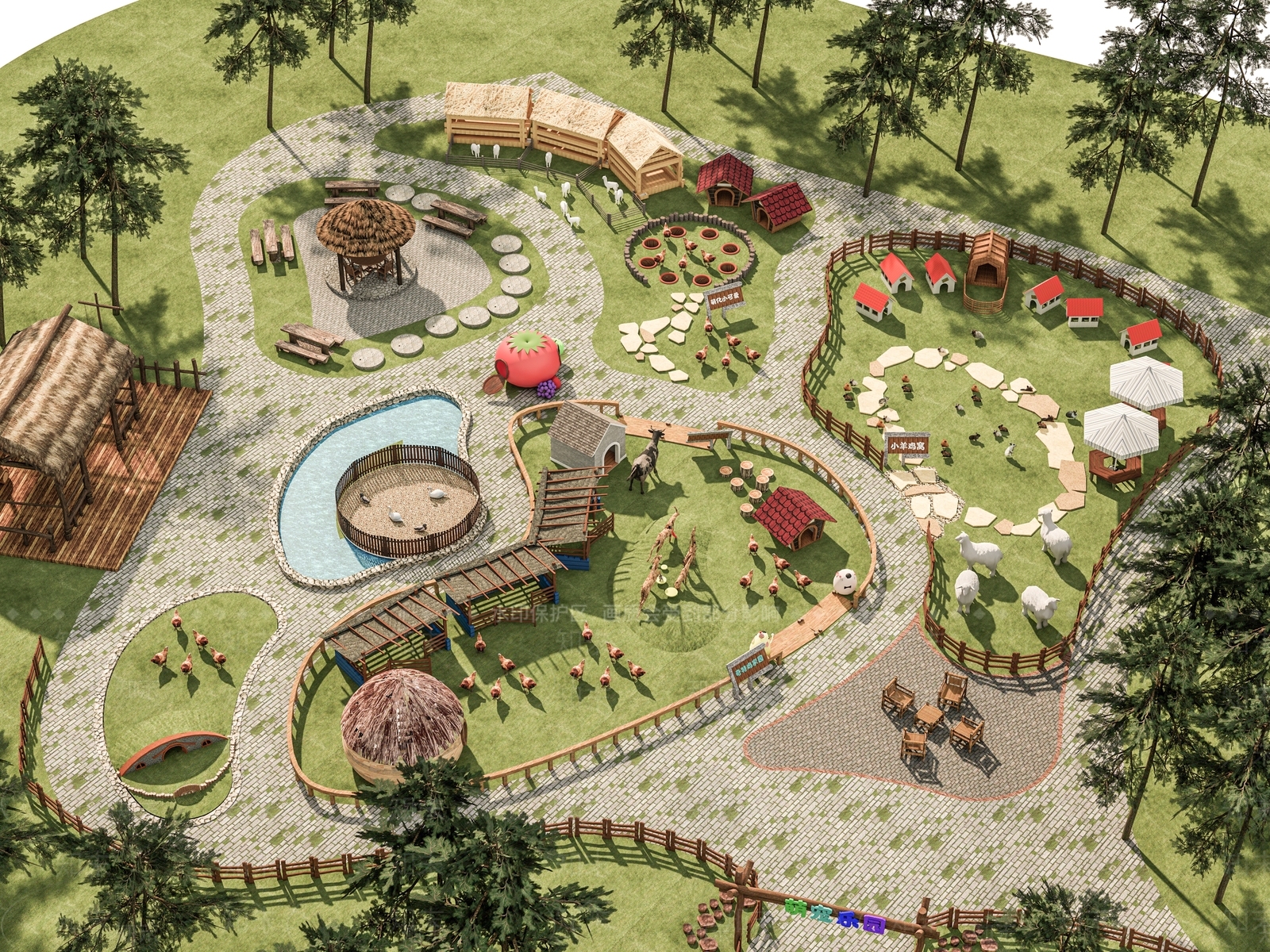 新中式现代农场SU模型下载【ID:1171563226】