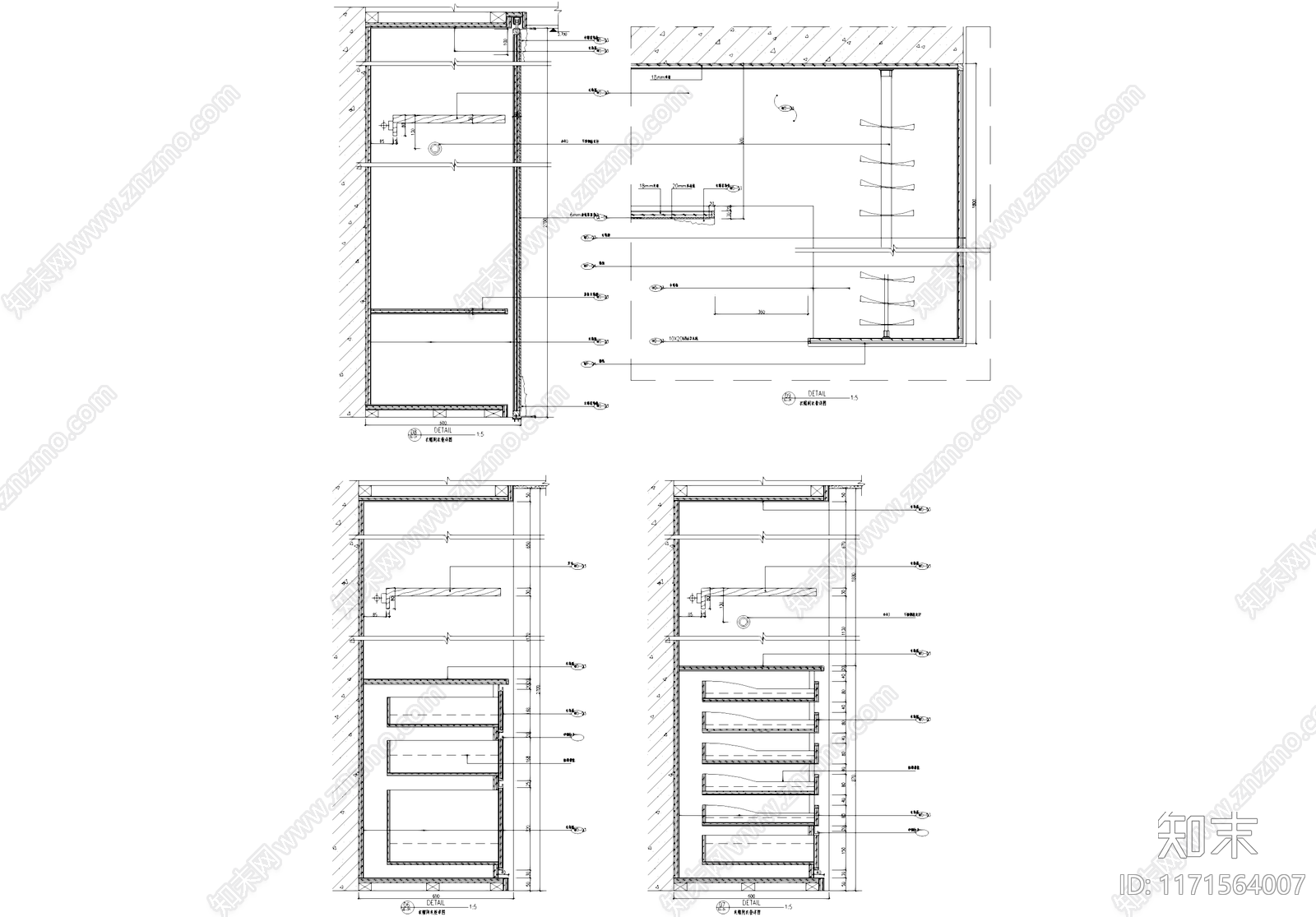 现代卧室cad施工图下载【ID:1171564007】