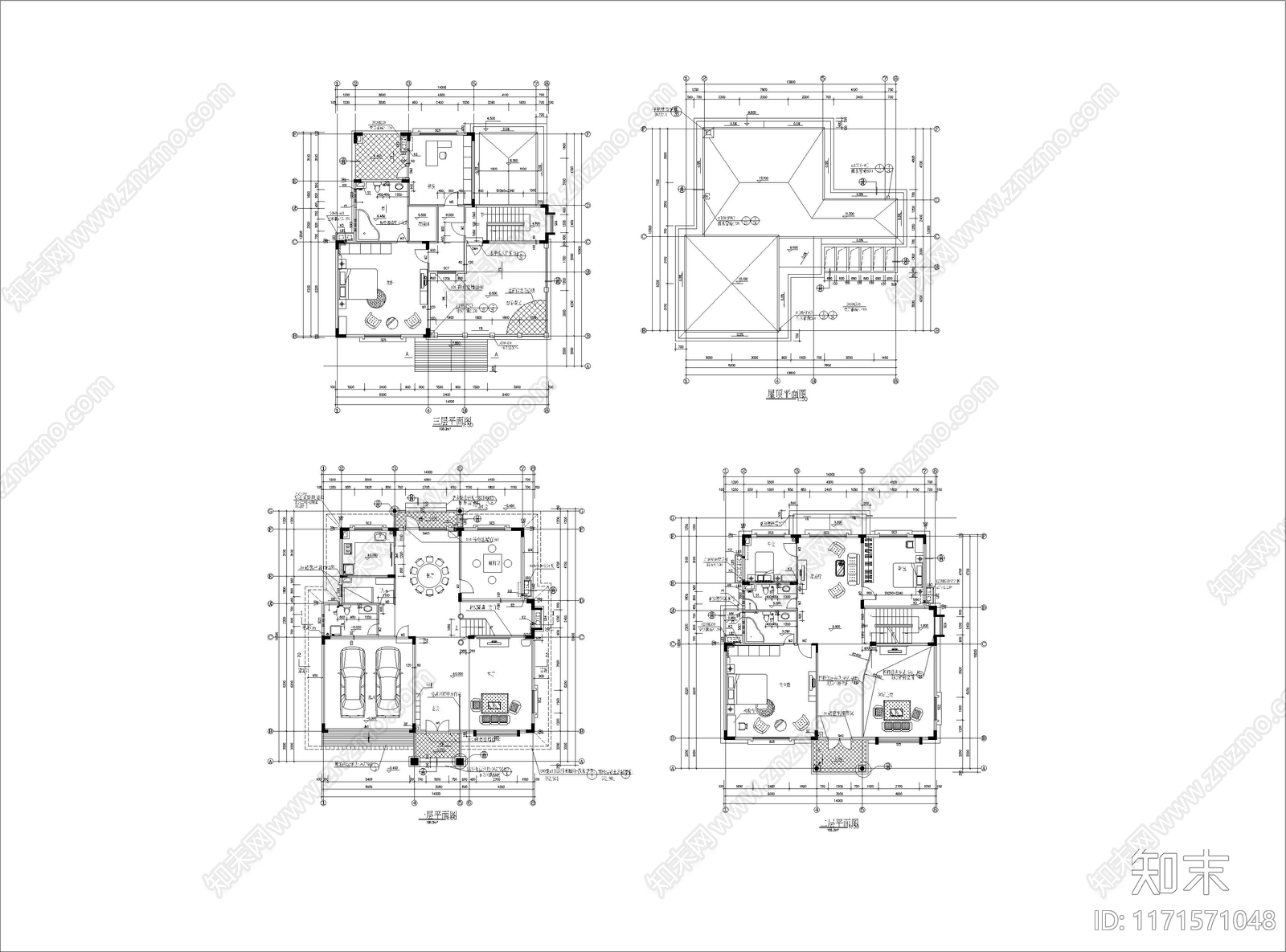 欧式别墅建筑施工图下载【ID:1171571048】