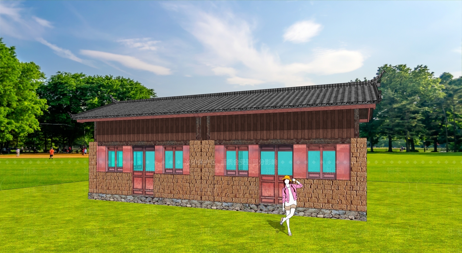 现代新中式乡村民房SU模型下载【ID:1171572043】