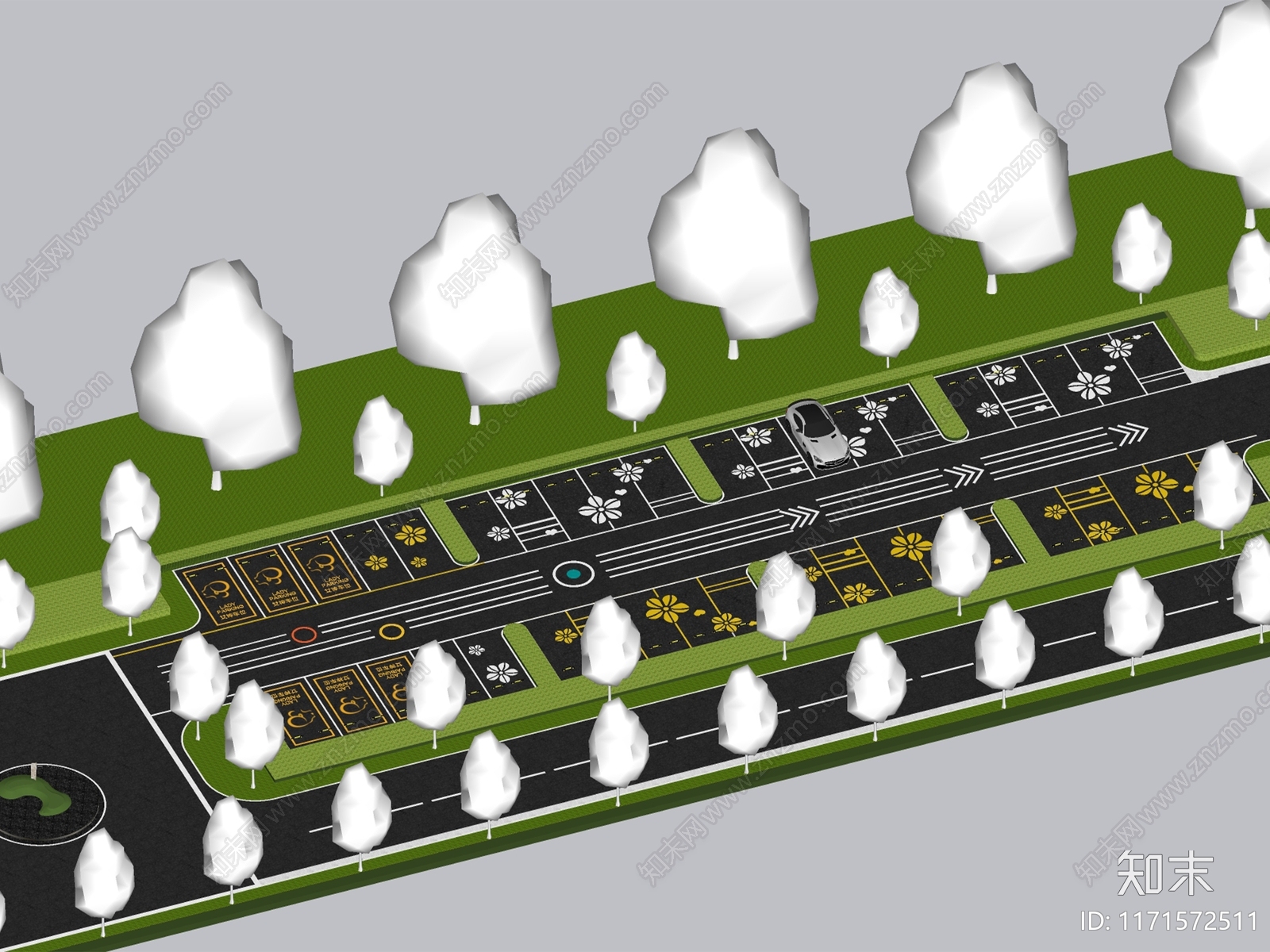 现代简约停车场SU模型下载【ID:1171572511】