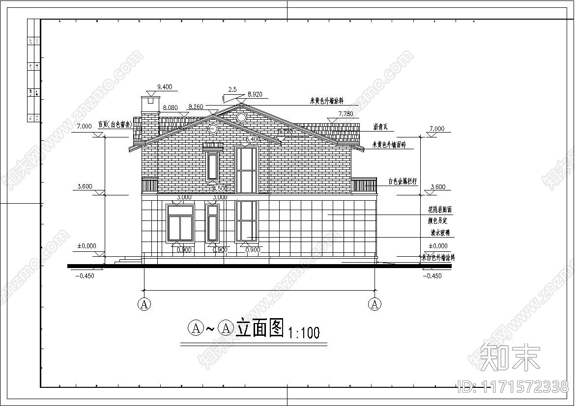 美式别墅建筑cad施工图下载【ID:1171572338】