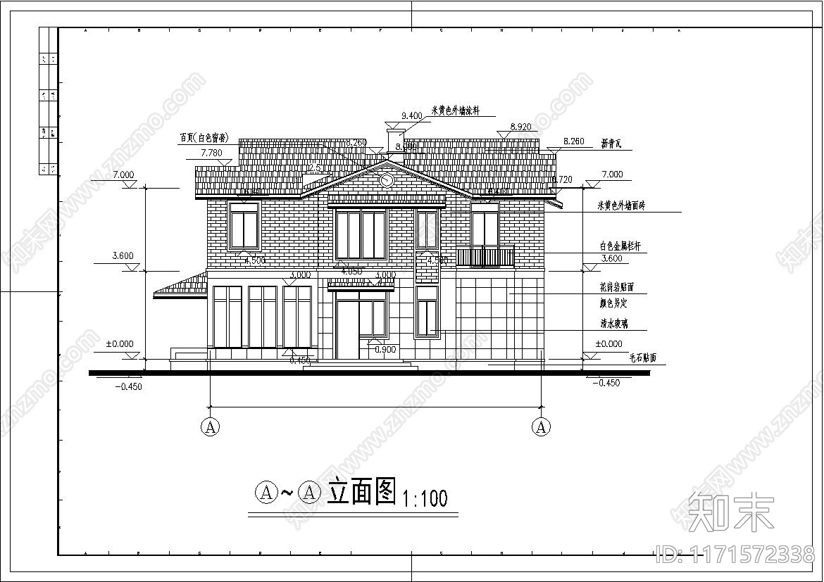 美式别墅建筑cad施工图下载【ID:1171572338】