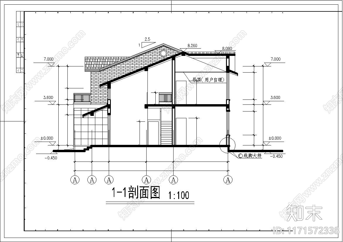 美式别墅建筑cad施工图下载【ID:1171572338】