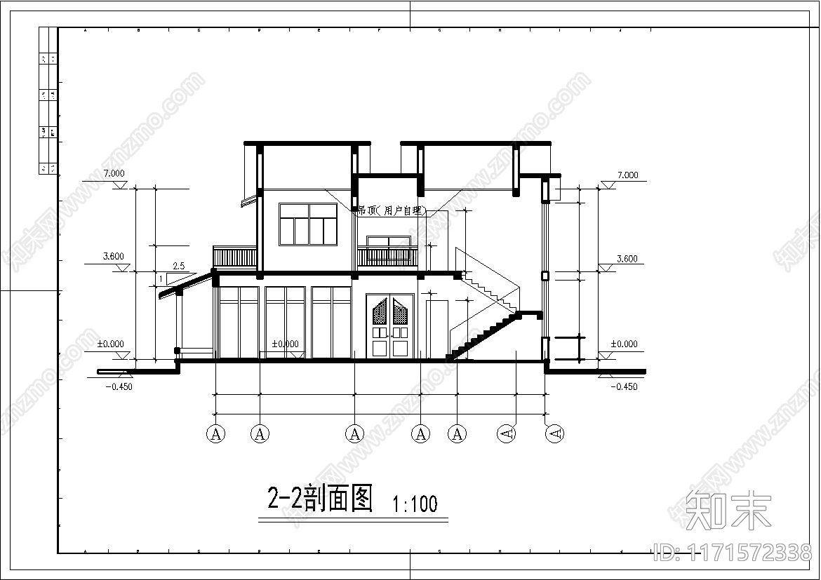 美式别墅建筑cad施工图下载【ID:1171572338】