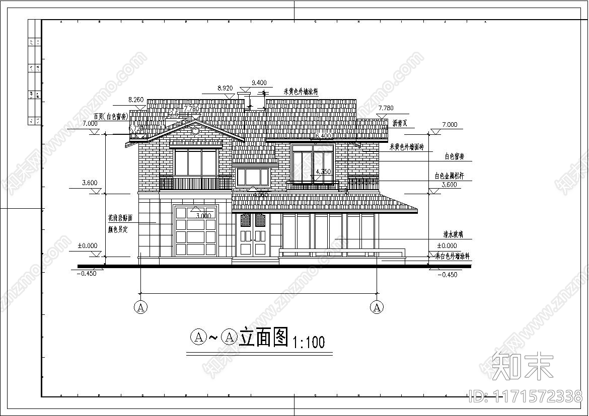 美式别墅建筑cad施工图下载【ID:1171572338】