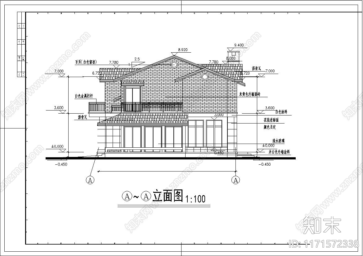 美式别墅建筑cad施工图下载【ID:1171572338】