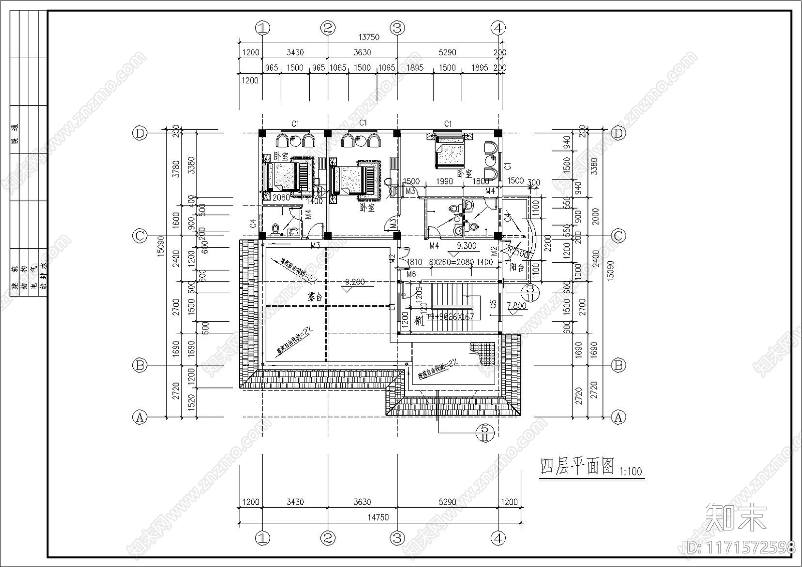 欧式别墅建筑施工图下载【ID:1171572598】