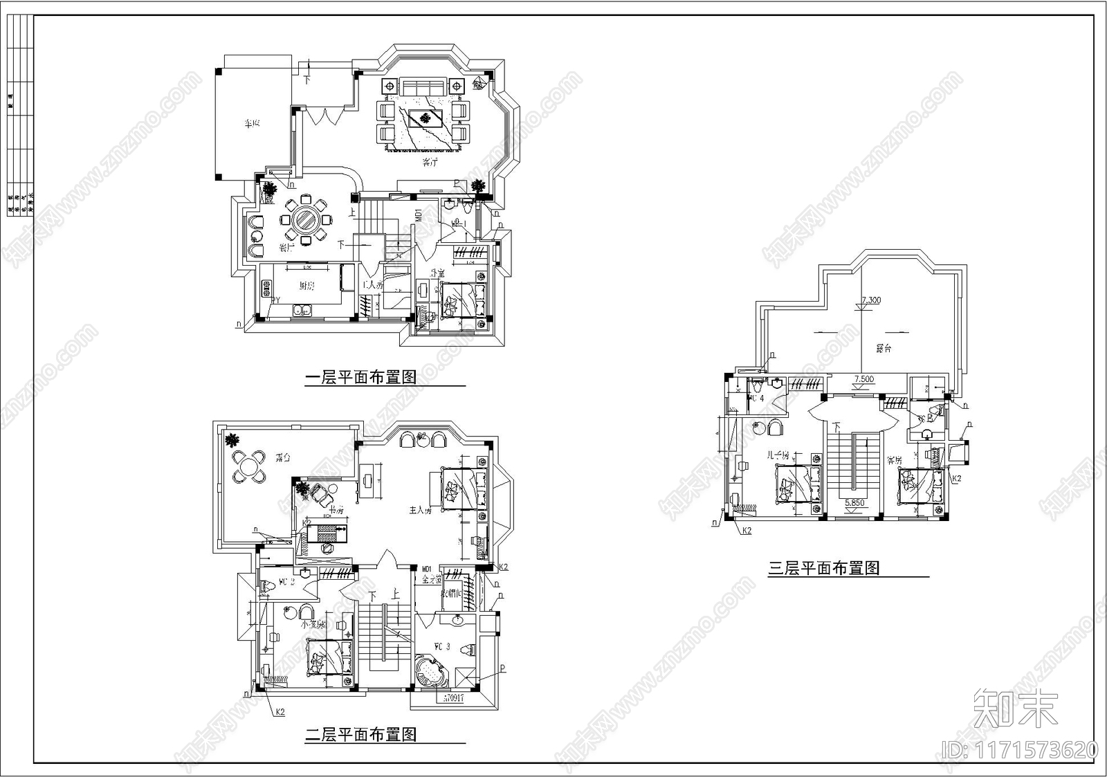 现代整体家装空间cad施工图下载【ID:1171573620】