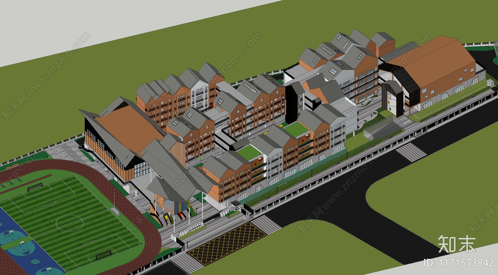 现代学校建筑SU模型下载【ID:1171573842】
