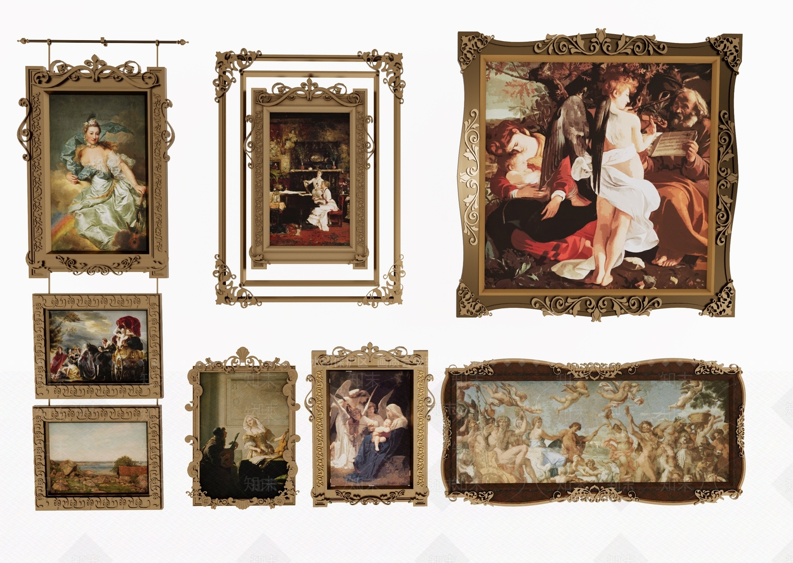 欧式挂画SU模型下载【ID:1171574299】