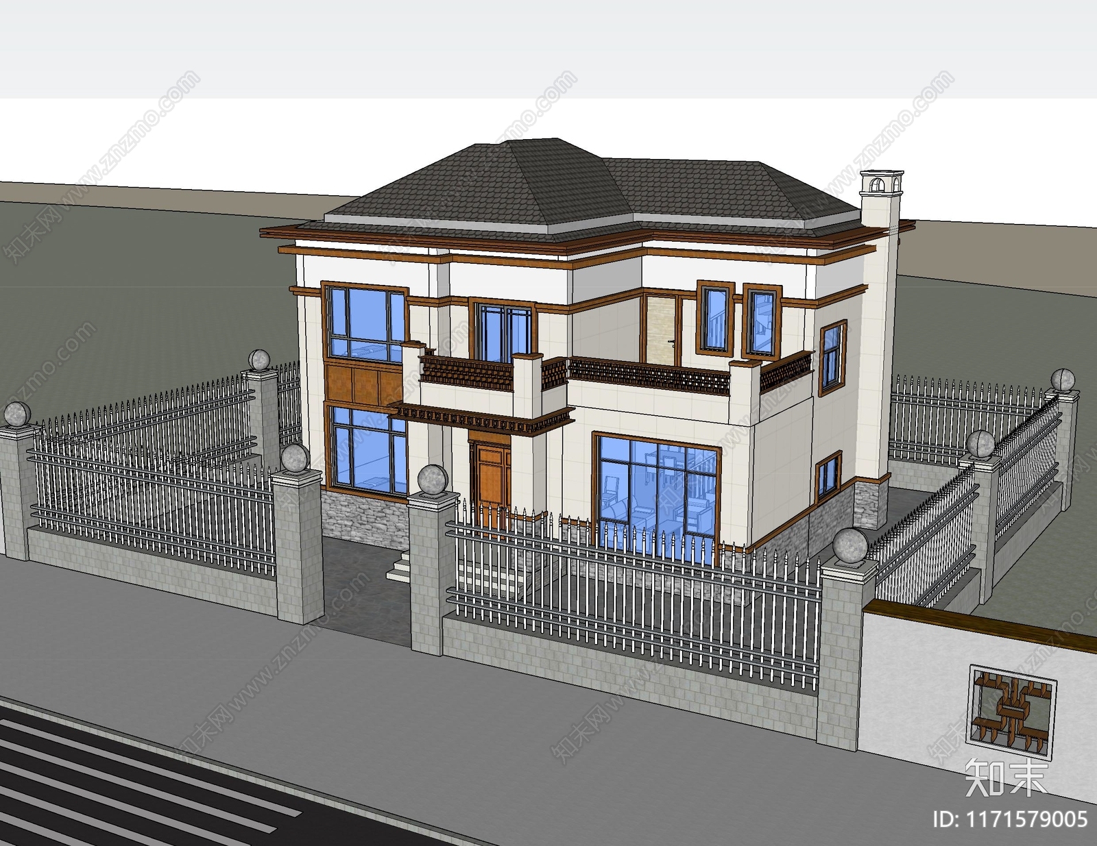 新中式别墅SU模型下载【ID:1171579005】