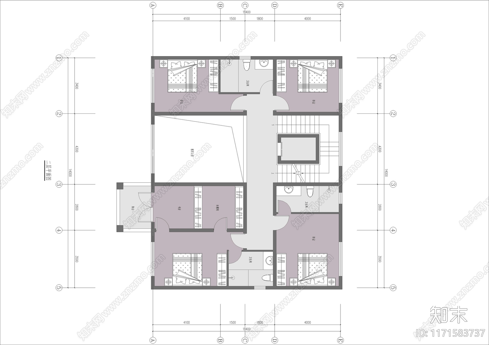 现代新中式别墅建筑cad施工图下载【ID:1171583737】